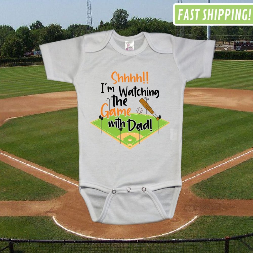 Baseball with daddy Baby one piece bodysuit